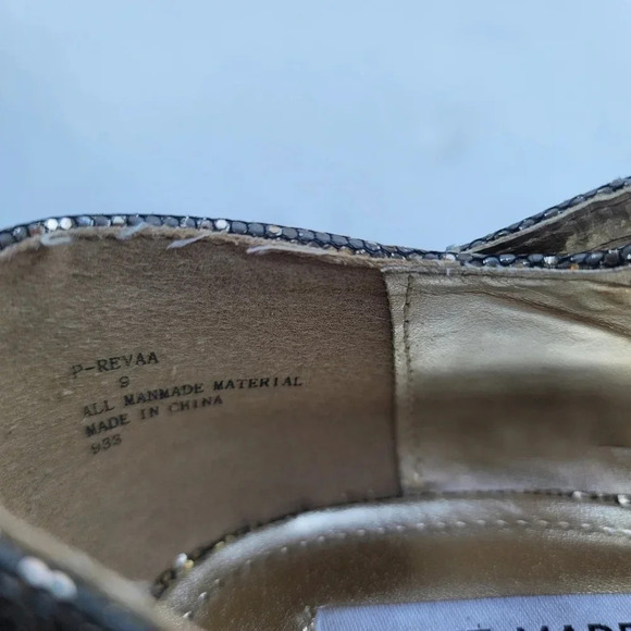 Steve Madden P-REVAA Gold Glitter Stiletto High Heels Adjustable Buckle Strap 9 - Picture 5 of 8